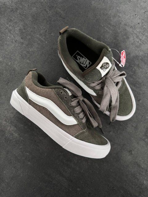 Зелені кеди Vans KNU Skool Grey Green White х Ванс 36 ALL15697 фото