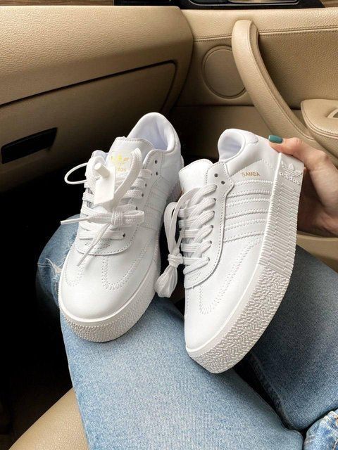 Білі шкіряні кросівки Адідас Самба унісекс Adidas Samba Rose All White 44 ALL08552W фото