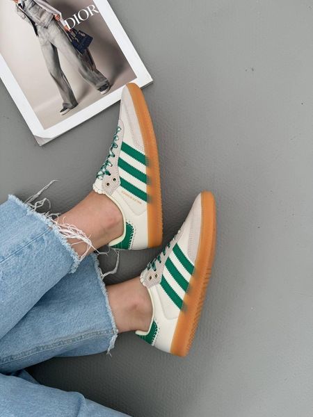 Бежеві шкіряні кросівки Adidas Samba Wales Bonner Green x Адідас Самба 36 ALL12052 фото