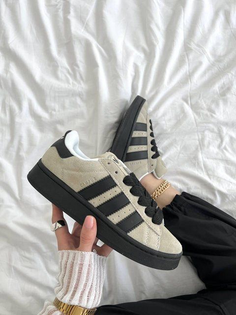 Бежеві кросівки замшеві Adidas Campus Grey Black x Адідас Кампус 37 ALL12735 фото