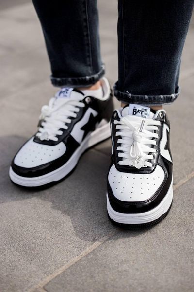 Жіночі білі кросівки Bape STA M2 Patent Black White х Бейп 36 ALL11190 фото