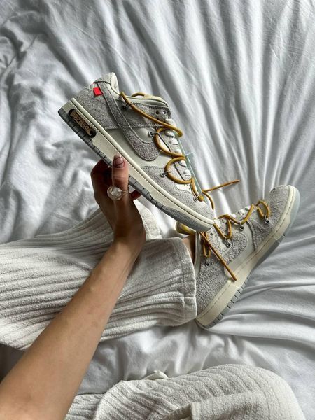 Сірі кросівки унісекс Nike SB Dunk Low Off White Grey Yellow Lot 37/50 х Данк 38 ALL12266 фото