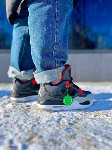 Чоловічі сірі кросівки Джордан 4 Ретро Nike Air Jordan 4 Retro Infrared Grey Red Black White 41 ALL09784M фото