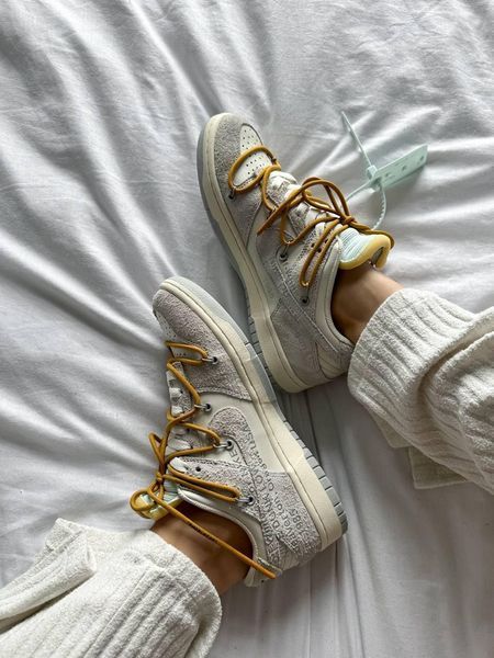 Сірі кросівки унісекс Nike SB Dunk Low Off White Grey Yellow Lot 37/50 х Данк 38 ALL12266 фото