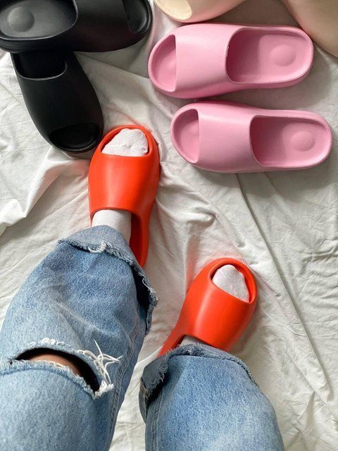 Помаранчеві яскраві жіночі капці Адідас Їзі Слайд Adidas Yeezy Slide Orange No Logo 37 ALL09285W фото