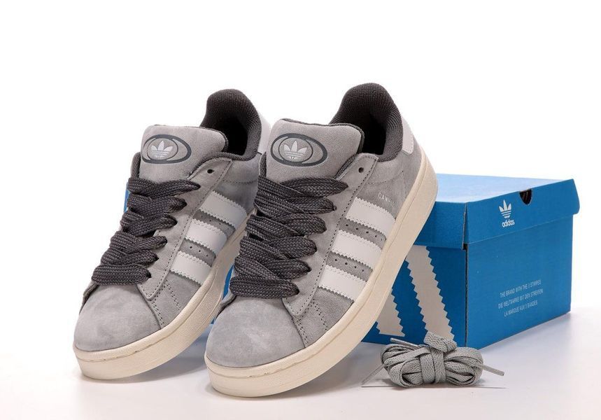 Жіночі сірі кросівки замшеві Adidas Campus Grey White x Адидас Кампус 36 ALL16349 фото