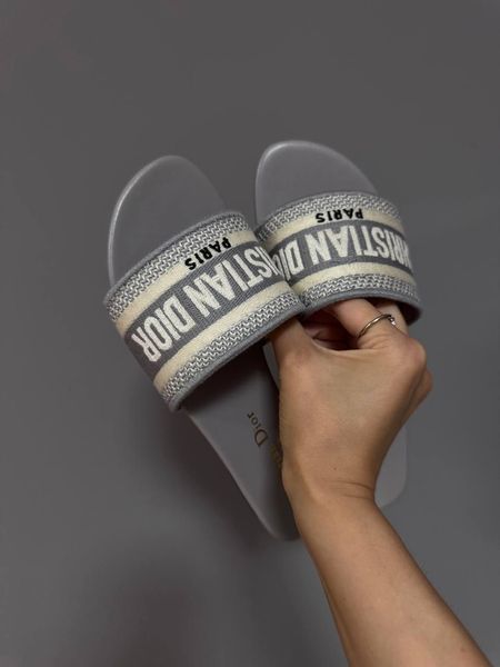 Жіночі сірі шльопанці Dior Slippers Flip Flaps Grey х Діор Сліпперс 36 ALL21560 фото