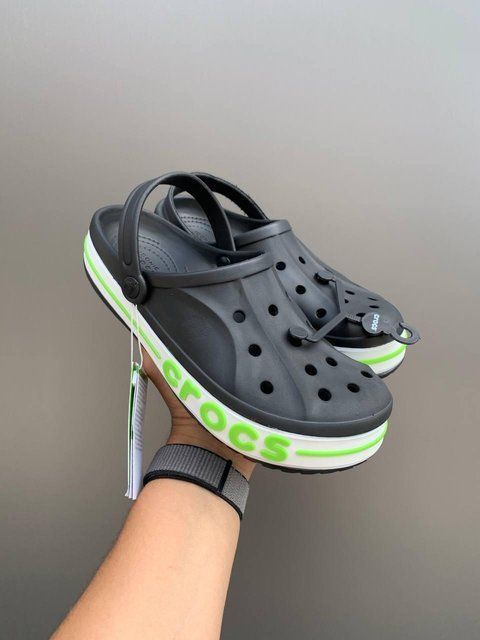 Чоловічі чорні крокси Crocs Bayaband Black White Green x Крокс 42 ALL08947 фото
