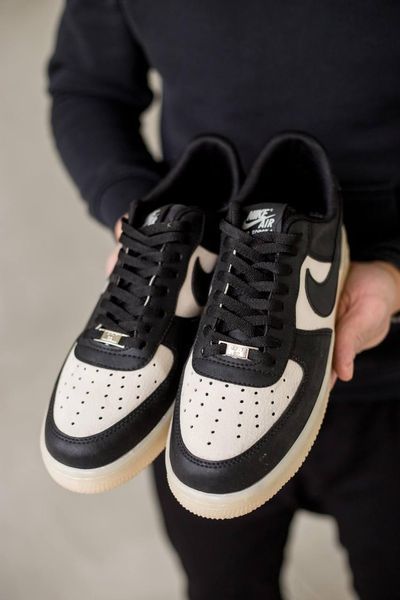 Чоловічі чорні кросівки Nike Air Force 1 Low Black Beige х Найк Ейр Форс 40 ALL10638 фото