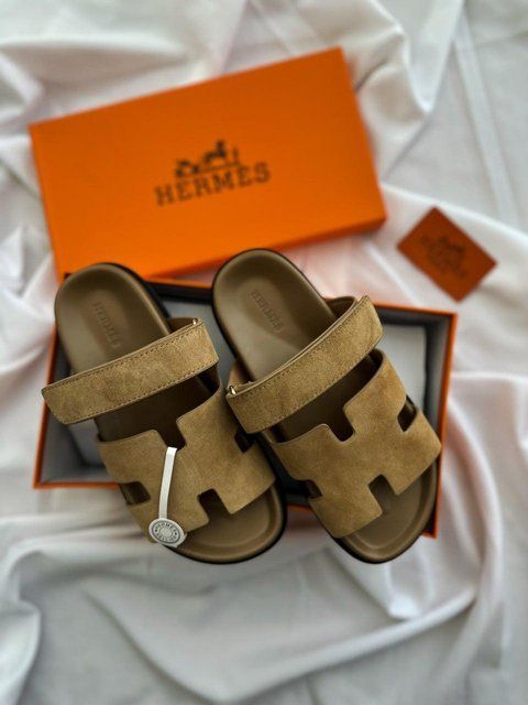 Жіночі бежеві шльопанці, капці Hermes Chypre Apricot Sandals Beige х Ермес 37 ALL20764 фото
