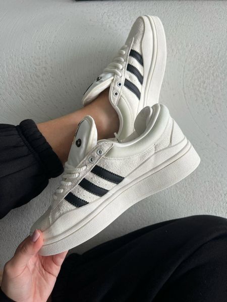 Білі кросівки замшеві Adidas Campus x Bad Bunny White Black x Адідас Кампус 36 ALL12513 фото