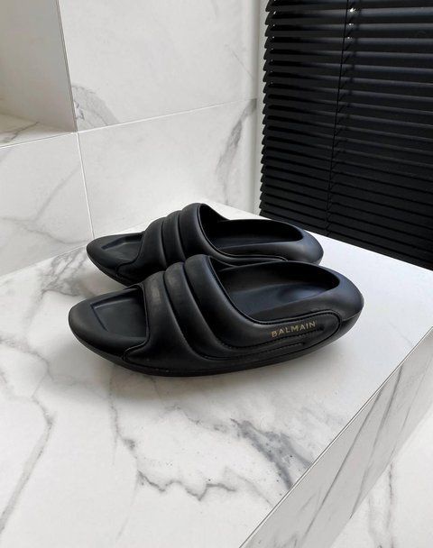 Чорні капці Бальман жіночі Balmain Slippers Black 37 ALL08680W фото