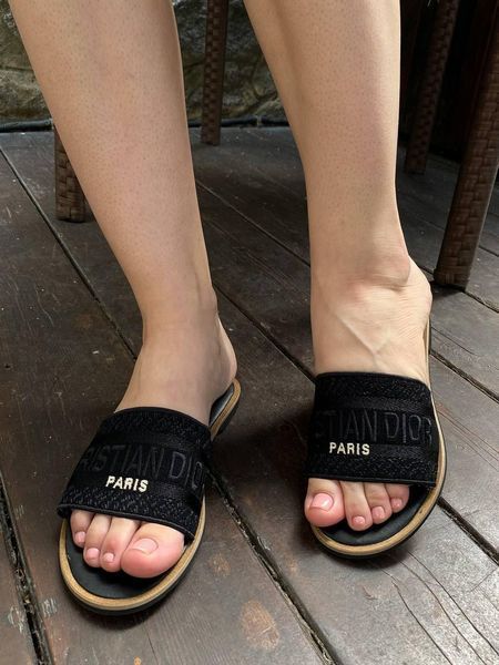 Жіночі чорні шльопанці Dior Slides Black х Діор Сліпперс 37 ALL12538 фото