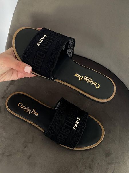Жіночі чорні шльопанці Dior Slides Black х Діор Сліпперс 37 ALL12538 фото