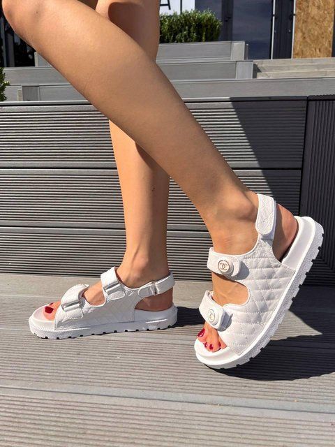 Жіночі білі сандалі Chanel Dad Sandals White Premium x Шанель 36 ALL08505 фото