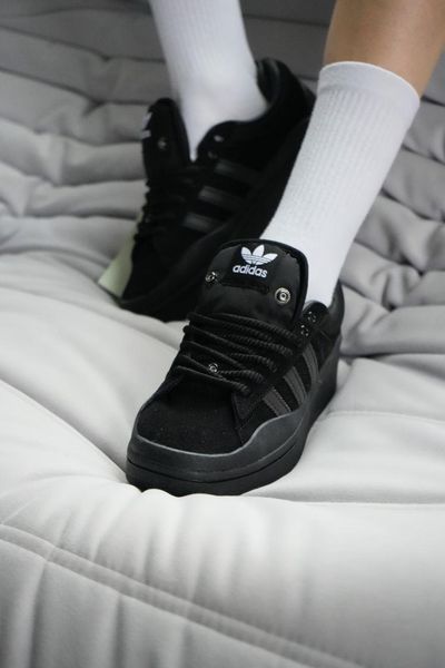 Чорні замшеві кросівки Adidas Campus Bad Bunny Full Black x Адідас Кампус 36 ALL11738 фото