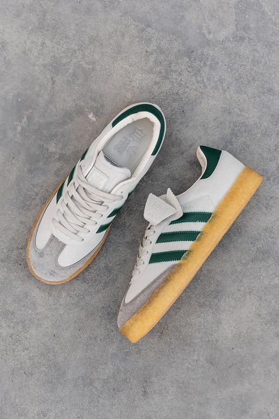 Бежеві кросівки замшеві Adidas Samba White Green x Адідас Самба 36 ALL12519 фото