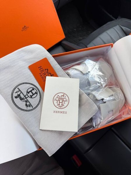 Жіночі білі шльопанці Hermes Oran Slippers White х Ермес 38 ALL21633 фото