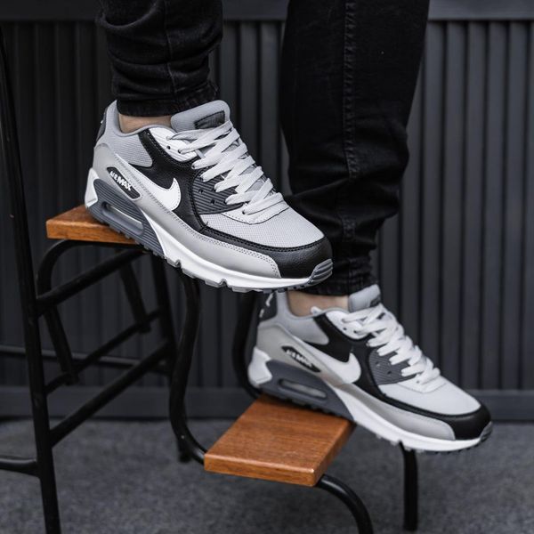 Сірі кросівки унісекс Nike Air Max 90 Grey Black White х Ейр Макс 40 ALL20407 фото