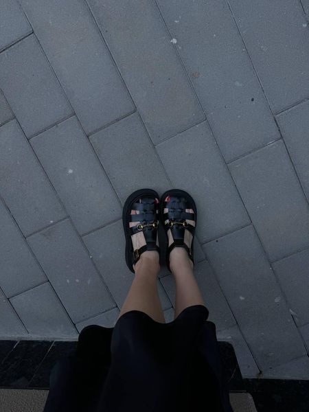 Жіночі чорні сандалії Gucci Leather Sandals Black x Гуччі Сандалс 36 ALL17314 фото