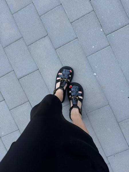 Жіночі чорні сандалії Gucci Leather Sandals Black x Гуччі Сандалс 36 ALL17314 фото