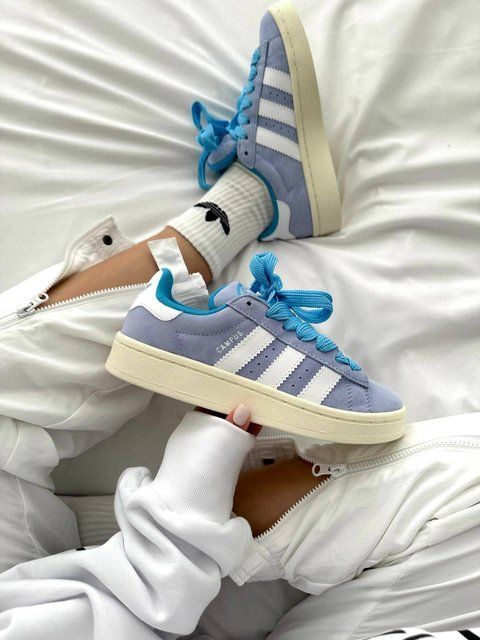 Жіночі блакитні замшеві кросівки Adidas Campus Sky Blue White x Адидас Кампус 37 ALL12966 фото